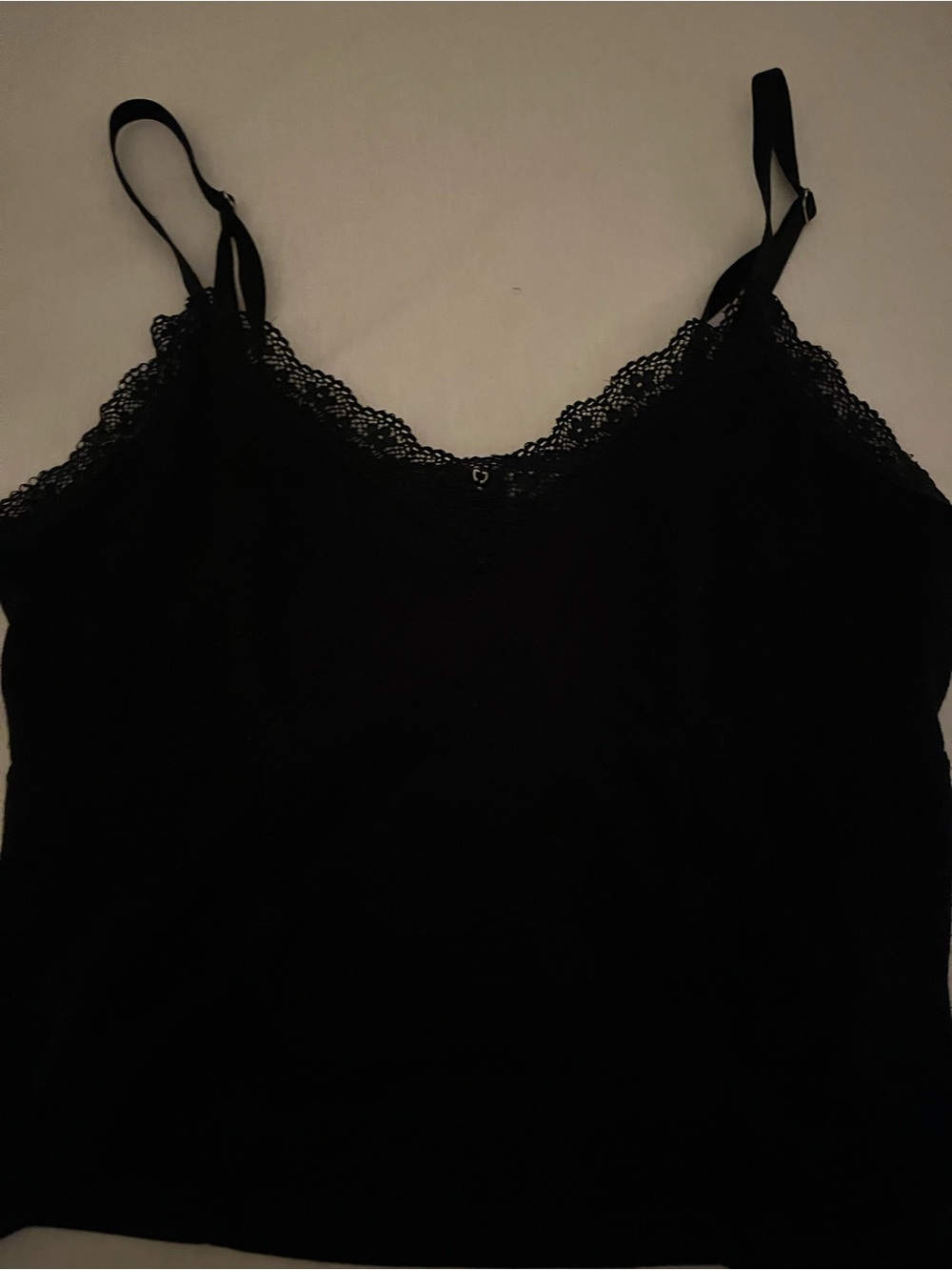 Divided Black Lace Trim Cami Tank Top